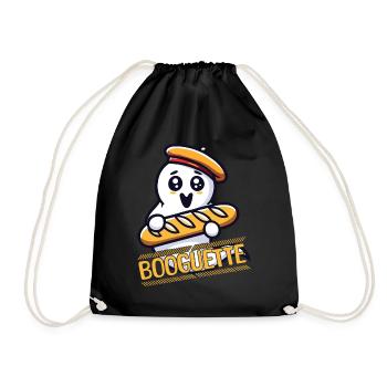 Ghost With Baguette Booguette Fun - Drawstring Bag - black - Front