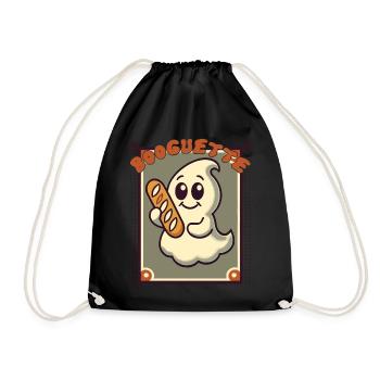 Ghost with baguette for Booguette fans - Drawstring Bag - black - Front