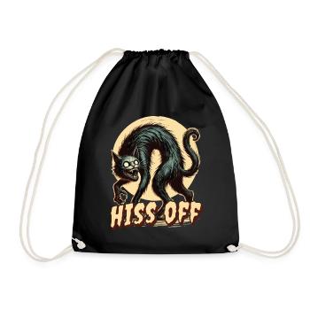 Creepy Cat Art Sifflement éteint - Sac de sport léger - noir - Devant