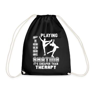Figure Skating Cheaper Than Therapy - Drawstring Bag - black - Front