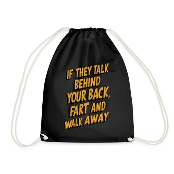 Parler dans le dos Pet Drôle Humour sarcastique - Sac de sport léger - noir - Devant