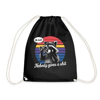 Sarcastic Raccoon - "Oh Look, Nobody Cares" Funny - Drawstring Bag - black - Front