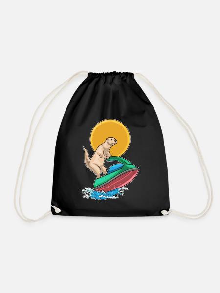 Otter Ocean Jet Ski Summer - Drawstring Bag - black