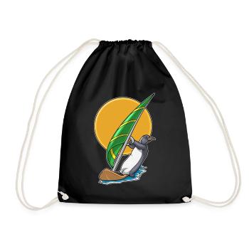 Pinguin Windsurfen Surfbrett Sommer - Turnbeutel - Schwarz - Vorne