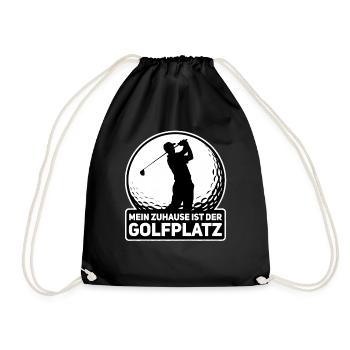 Golfer Zuhause Golfplatz Lustiger Spruch Golfen - Turnbeutel - Schwarz - Vorne
