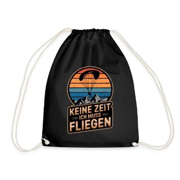 Keine Zeit Fliegen Paragleiter Retro Gleitschirm - Turnbeutel - Schwarz - Vorne