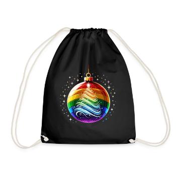 Rainbow Christmas Ball - Drawstring Bag - black - Front