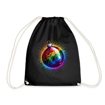 Rainbow Christmas Ball LGBTQ Christmas - Drawstring Bag - black - Front