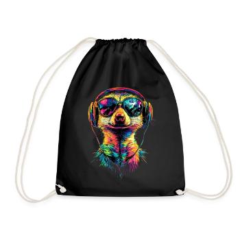 Meerkat Sunglasses Colorful Cute Meerkat - Drawstring Bag - black - Front