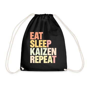 Eat Sleep Kaizen Repeat Improvement - Drawstring Bag - black - Front