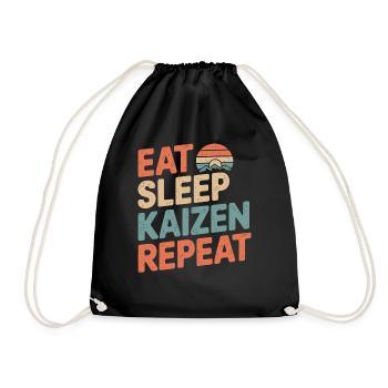 Eat Sleep Kaizen Improvement Repeat - Drawstring Bag - black - Front