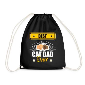 Best Cat Dad Ever - Gift for Cat Lover - Drawstring Bag - black - Front