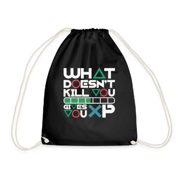 What doesn't kill you gives you XP – Motivation - Drawstring Bag - black - Front
