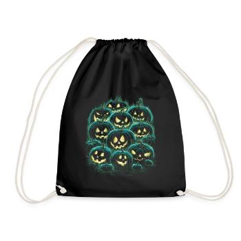 Glowing Pumpkin Parade – Halloween Pumpkin Design - Drawstring Bag - black - Front