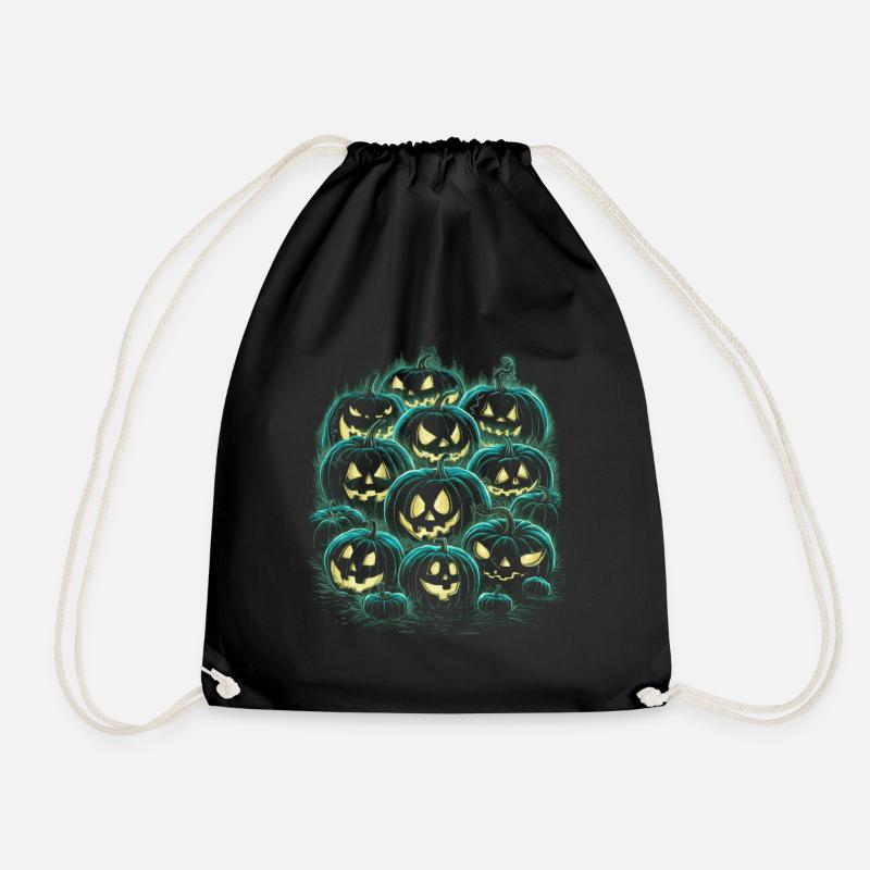Glowing Pumpkin Parade – Halloween Pumpkin Design - Drawstring Bag - black