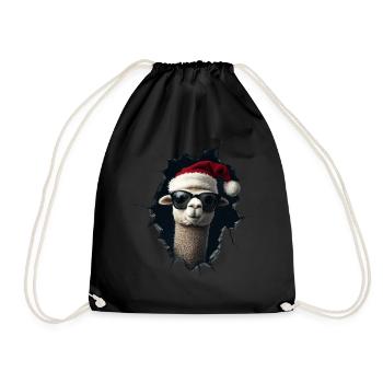 Alpaca Breeder Llama Christmas Christmas Alpaca - Drawstring Bag - black - Front