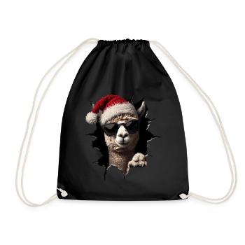 Alpaca Breeder Llama Christmas Christmas Alpaca - Drawstring Bag - black - Front
