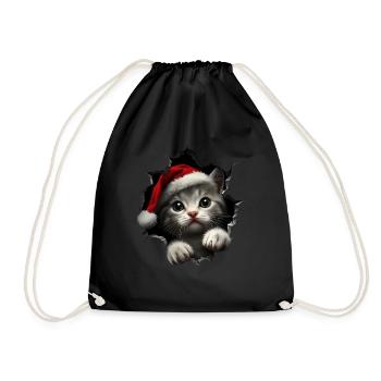 Cat Owner Cats Christmas Christmas Cat - Drawstring Bag - black - Front
