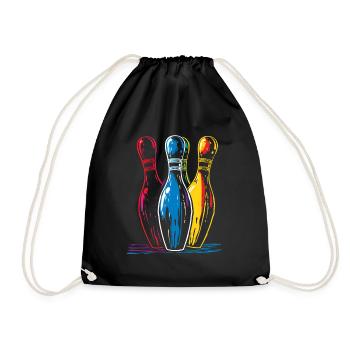 Oldschool Bowling Drawing - Drawstring Bag - black - Front