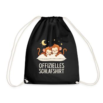 Official Sleep Shirt Monkey Monkey Pair - Drawstring Bag - black - Front