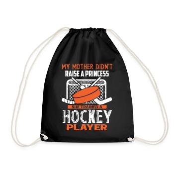 Hockey My Mom Trained A Hockey Player - Drawstring Bag - black - Front