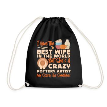 Pottery Ceramics Artist Wife - Drawstring Bag - black - Front