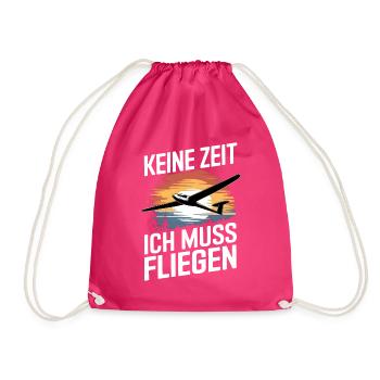 Keine Zeit Ich Muss Fliegen Segelflieger Segelflug - Turnbeutel - Fuchsia - Vorne