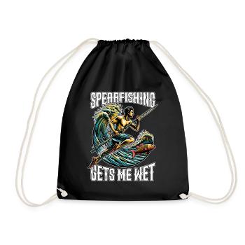 Spearfishing Gets Me Wet Fisherman Spearfisher - Turnbeutel - Schwarz - Vorne