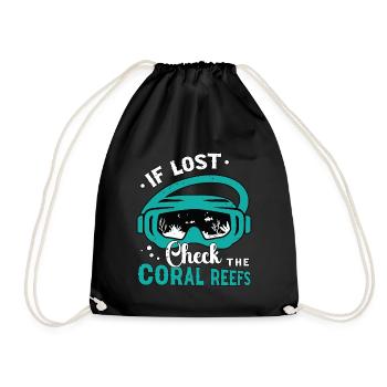 Snorkeling If Lost Check The Coral Reefs Swimmer - Drawstring Bag - black - Front