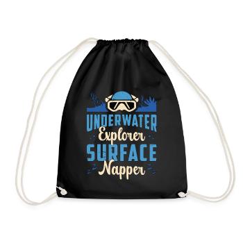 Snorkeling Underwater Explorer Marine Biologist - Drawstring Bag - black - Front