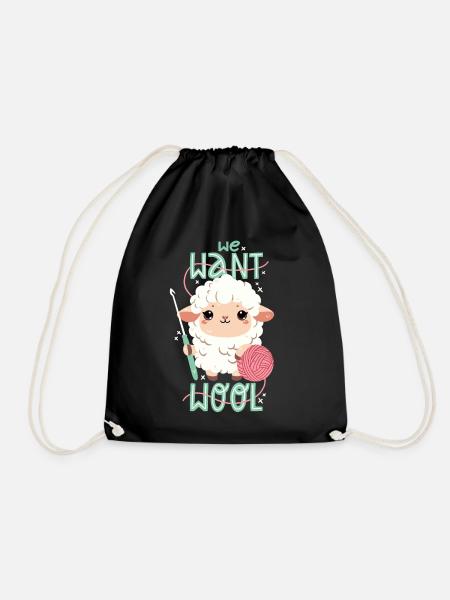 We want wool - Drawstring Bag - black
