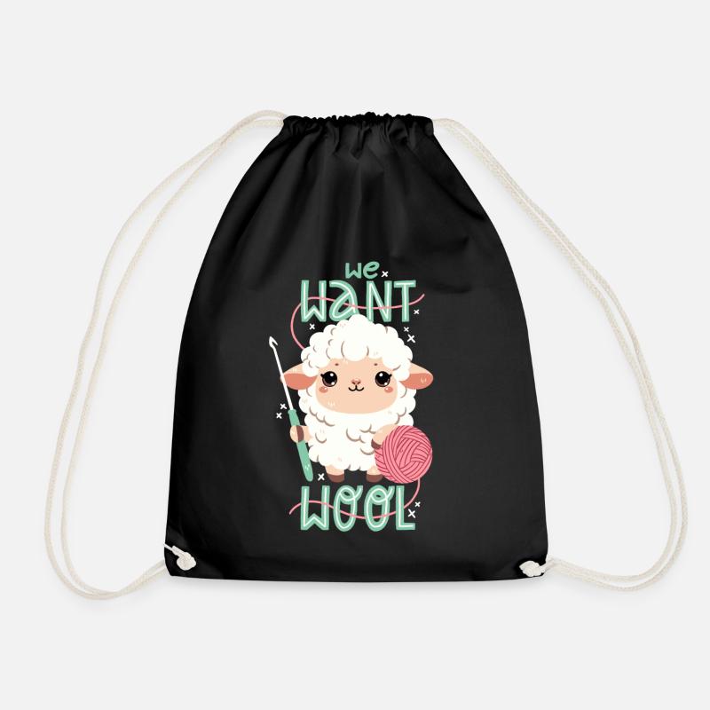 We want wool - Drawstring Bag - black