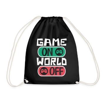 Gaming gamer game on, world off – dicton gamer - Sac de sport léger - noir - Devant