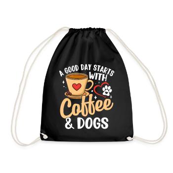 Hund Und Kaffee Tieraktivist Lustiger Hund Kaffee - Turnbeutel - Schwarz - Vorne
