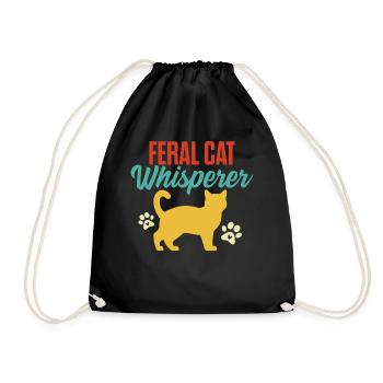 Wilde Katze Flüsterer Retro Vintage Lustige Pflege - Turnbeutel - Schwarz - Vorne