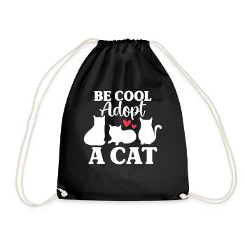 Sei cool Adoptiere eine Katze Lustige Adoption Rettung Katze - Turnbeutel - Schwarz - Vorne