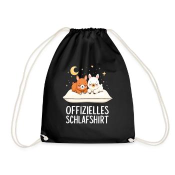 Offizielles Schlafshirt Alpakas Alpaka Paar - Turnbeutel - Schwarz - Vorne