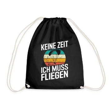 Keine Zeit Fliegen Retro Paragleiter Gleitschirm - Turnbeutel - Schwarz - Vorne