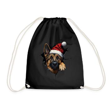 Hundebesitzer Hunde Weihnachten Weihnachts Hund - Turnbeutel - Schwarz - Vorne