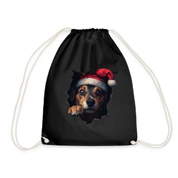 Hundebesitzer Hunde Weihnachten Weihnachts Hund - Turnbeutel - Schwarz - Vorne