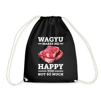 Wagyu Steak - Drawstring Bag - black - Front