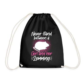 Lemming Vole Girl with Lemming - Drawstring Bag - black - Front