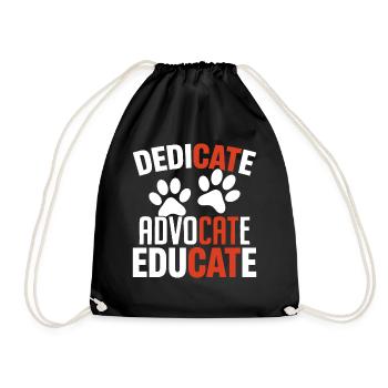 Dedicate Advocate Educate Funny Cat Rescue Animal - Drawstring Bag - black - Front
