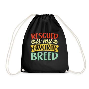 Rescued ist mein Lieblingsrasse Retro Pflegetier - Turnbeutel - Schwarz - Vorne