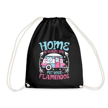 home is where you put your flamingos - Turnbeutel - Schwarz - Vorne