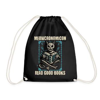 Meowcronomicon Read Good Books - Drawstring Bag - black - Front