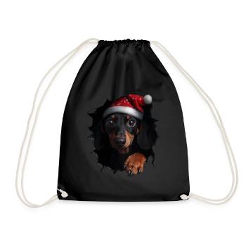Hundebesitzer Hunde Weihnachten Weihnachts Hund - Turnbeutel - Schwarz - Vorne