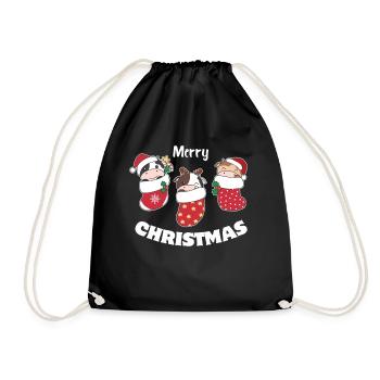 Cute cows in Christmas sock for Christmas cow - Drawstring Bag - black - Front