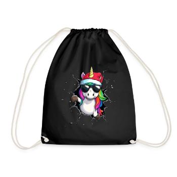 Lustiges Einhorn Weihnachten Einhörner Unicorn - Turnbeutel - Schwarz - Vorne