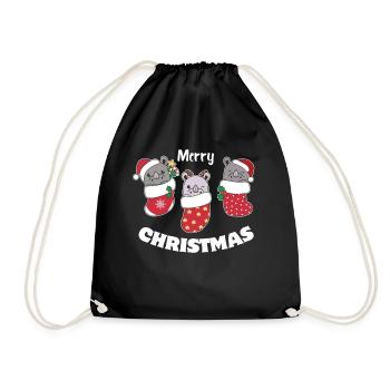Rhinocéros mignons en chaussette de Noël pour Noël - Sac de sport léger - noir - Devant